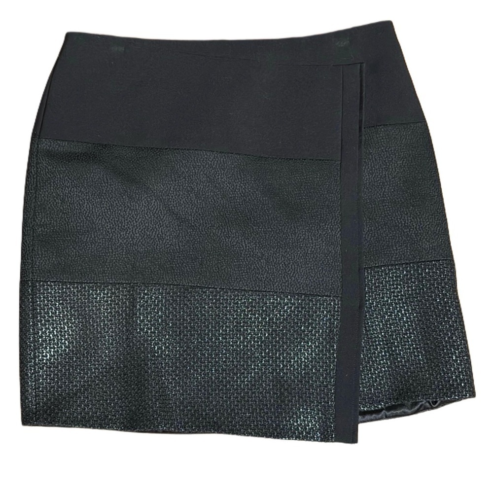 White House Black Market black multi textured mini midi Pencil Skirt metalic 4